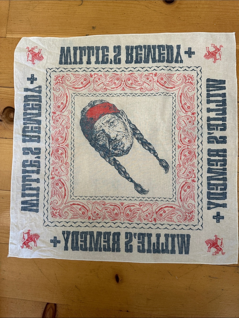 Willie's Remedy Bandana - Red, Navy & White. - Picture 3 of 3